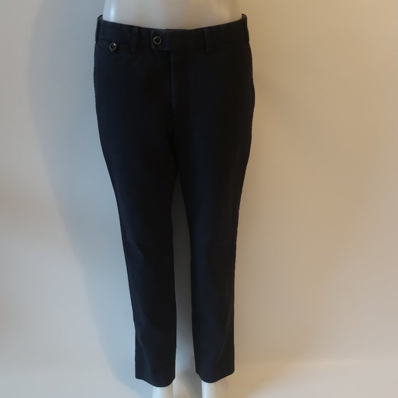 Womens Chloe Blue Cotton Linen Blend Flat Front Pants 38 US/M * - Picture 1 of 10